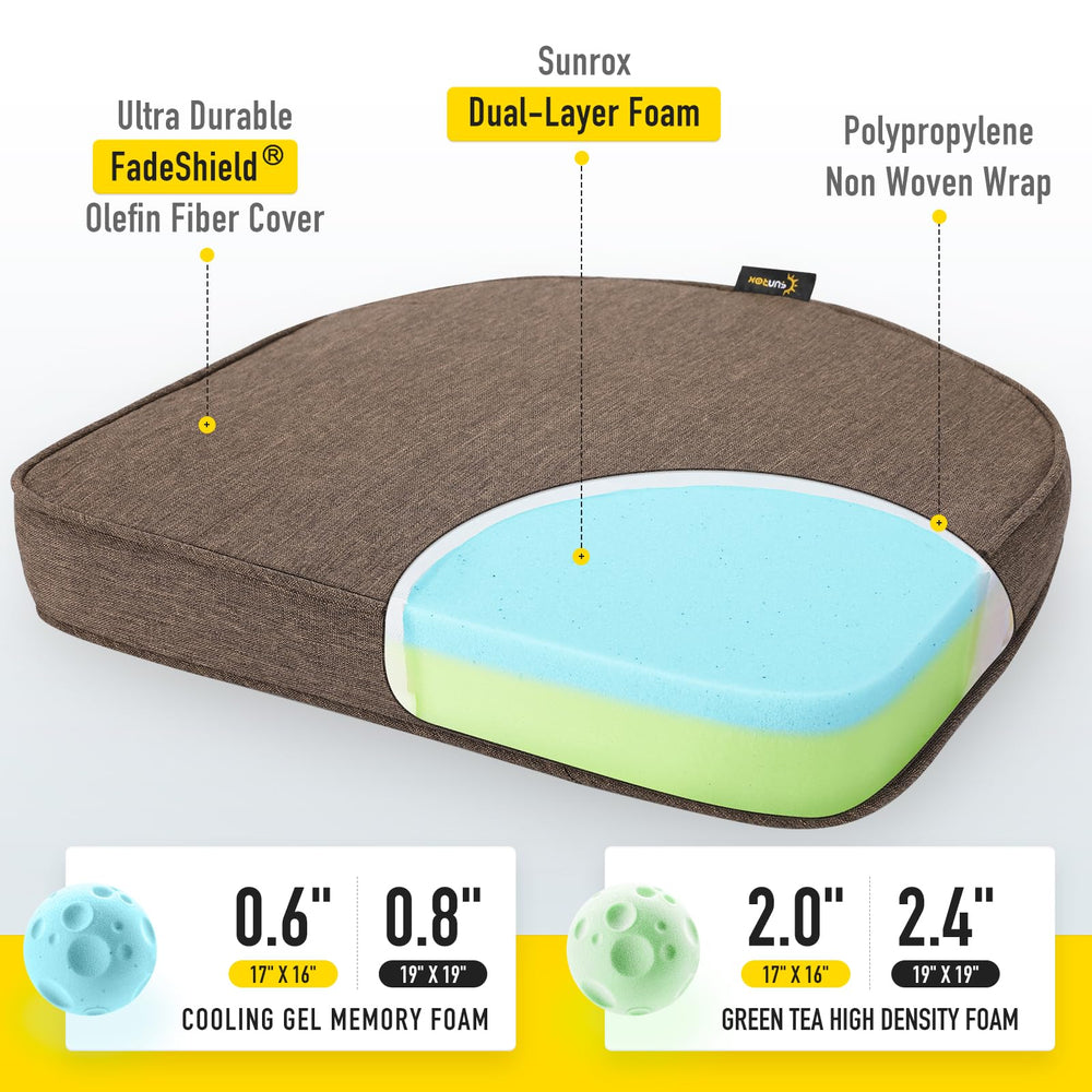 SUNROX Gel Memory Foam Chair Cushion side view with ties