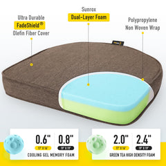 SUNROX Gel Memory Foam Chair Cushion side view with ties
