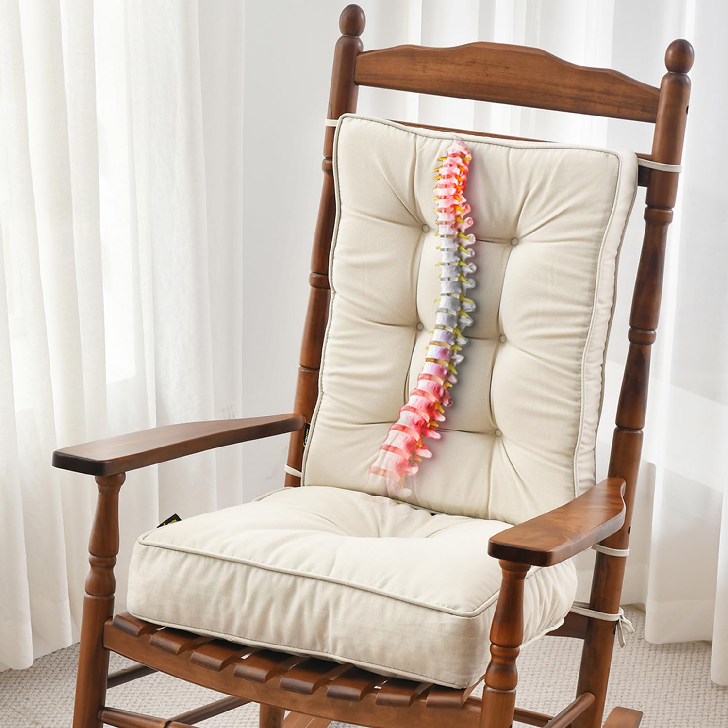 SUNROX Rocking Chair Cushion Set, Cream, front view