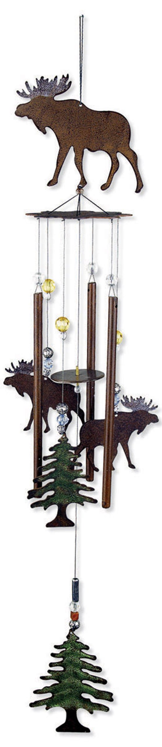 Sunset Vista Designs Moose Wind Chime front view with bead accents