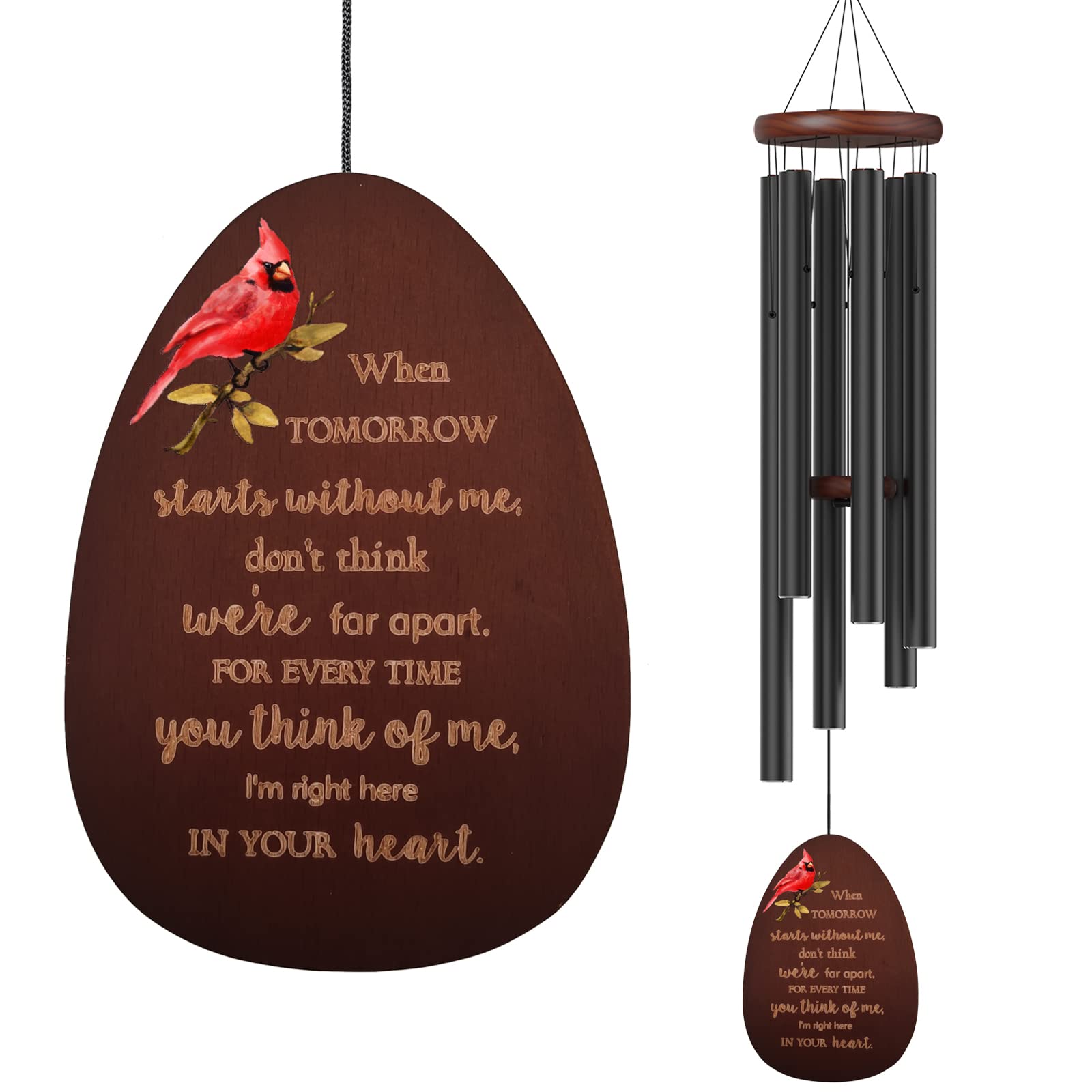 Suntimber Cardinal Memorial Wind Chimes front view with red and black design