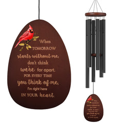 Suntimber Cardinal Memorial Wind Chimes front view with red and black design
