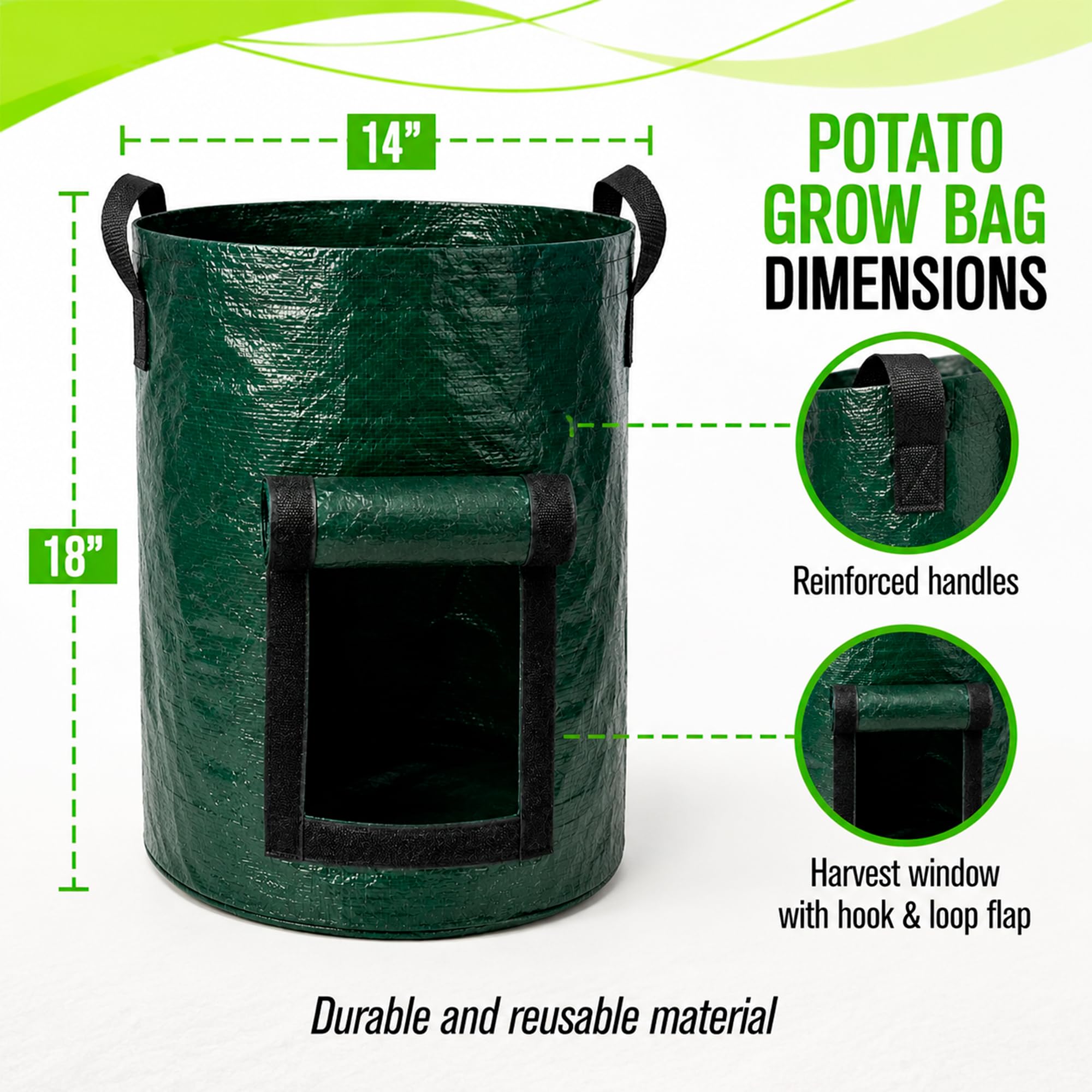 SunVara 10 Gallon Potato Grow Bags folded for compact storage