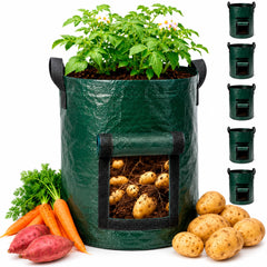 SunVara 10 Gallon Potato Grow Bags front view with harvest window