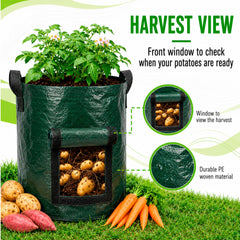 SunVara 10 Gallon Potato Grow Bags side view showing strong carry handles