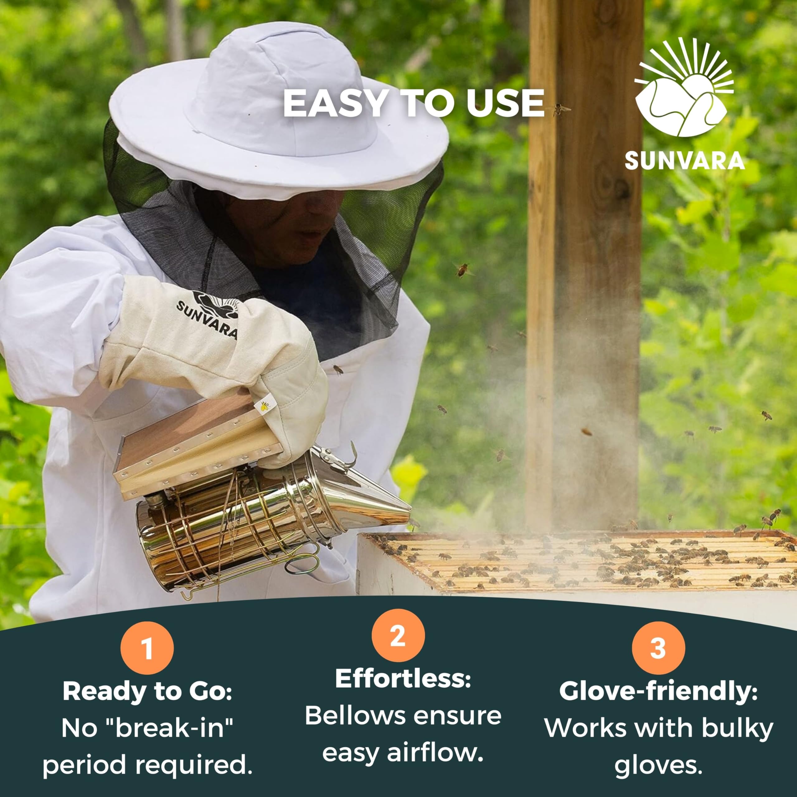 SunVara Bee Smoker showing airflow funnel