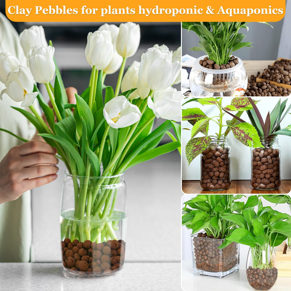 Sunwinx Leca clay pebbles in various plant pots