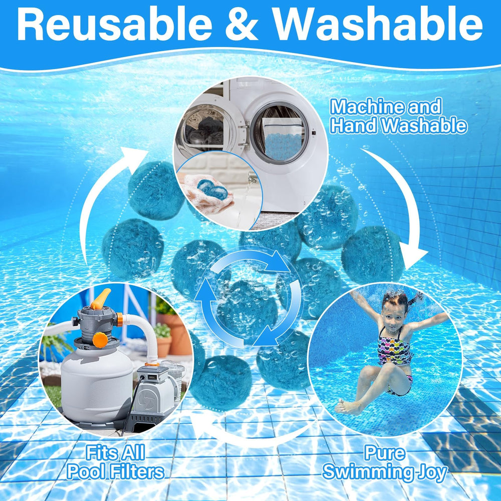 Sunwinx pool filter balls in use in an above-ground pool