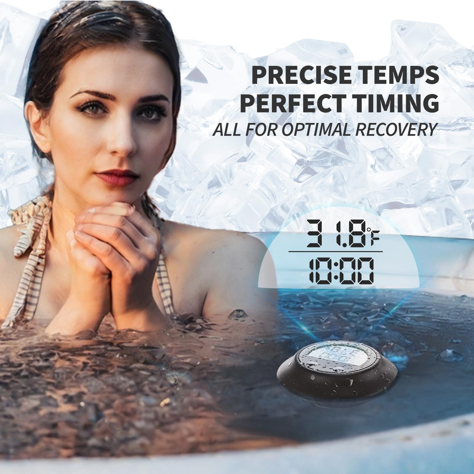 Suoimk Ice Bath Thermometer displaying temperature in water