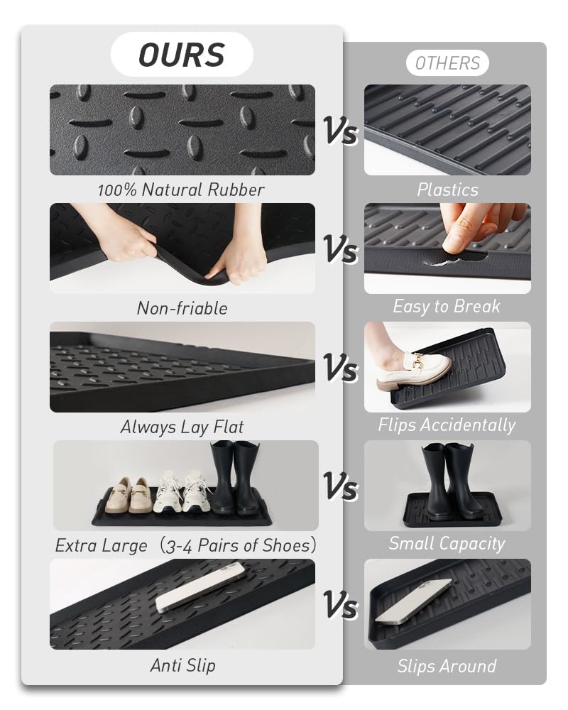 SUPENUIN Extra Large Boot Tray with boots on it