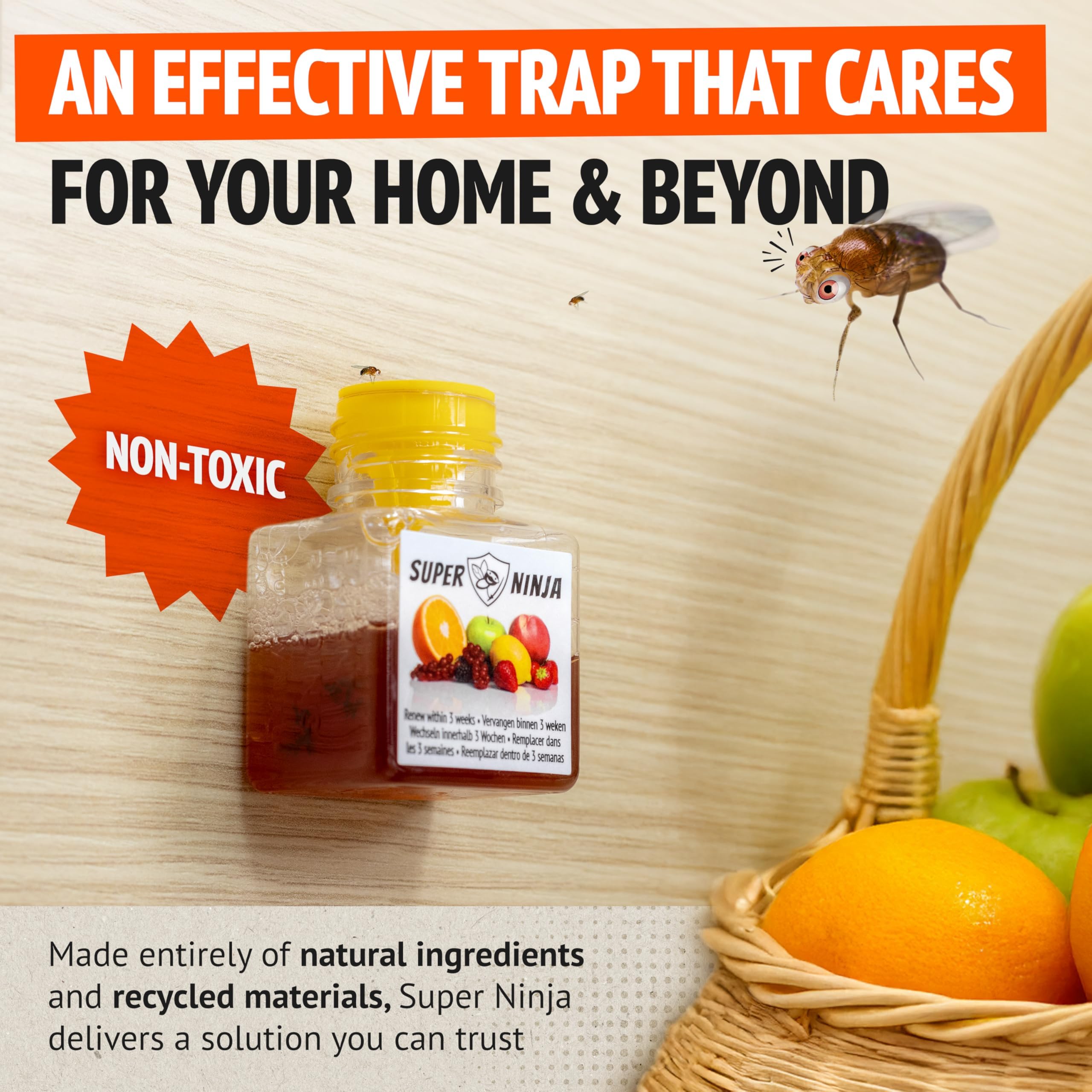 Super Ninja Fruit Fly Trap collection of six traps