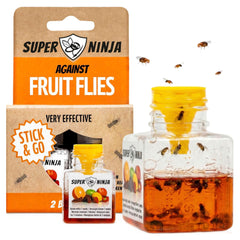 Super Ninja Fruit Fly Trap front view with packaging
