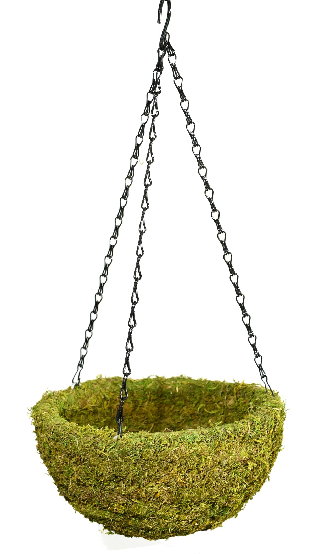 SuperMoss MossWeave Hanging Basket front view, Fresh Green, 12.5 inch