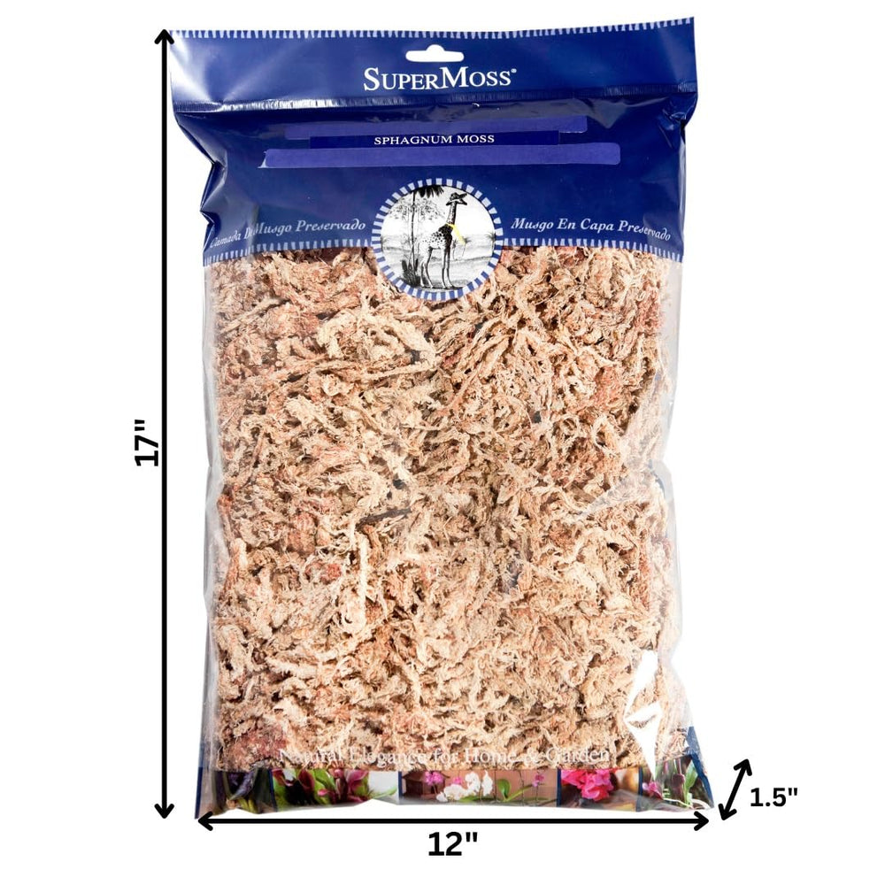 SuperMoss Orchid Sphagnum Moss 8oz showing the natural white moss inside