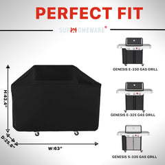 Suphomeware BBQ Grill Cover side view with Velcro straps
