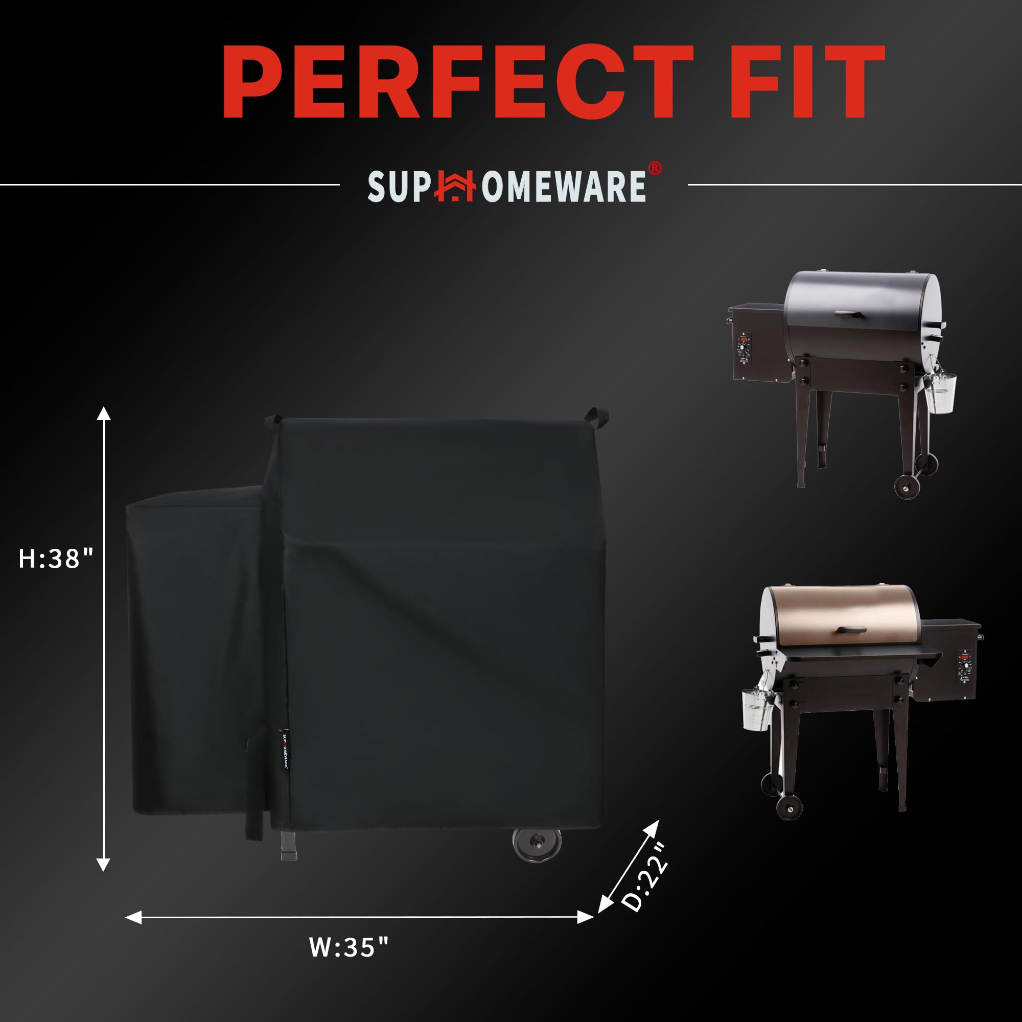 Suphomeware Grill Cover for Traeger 20 Series, side view