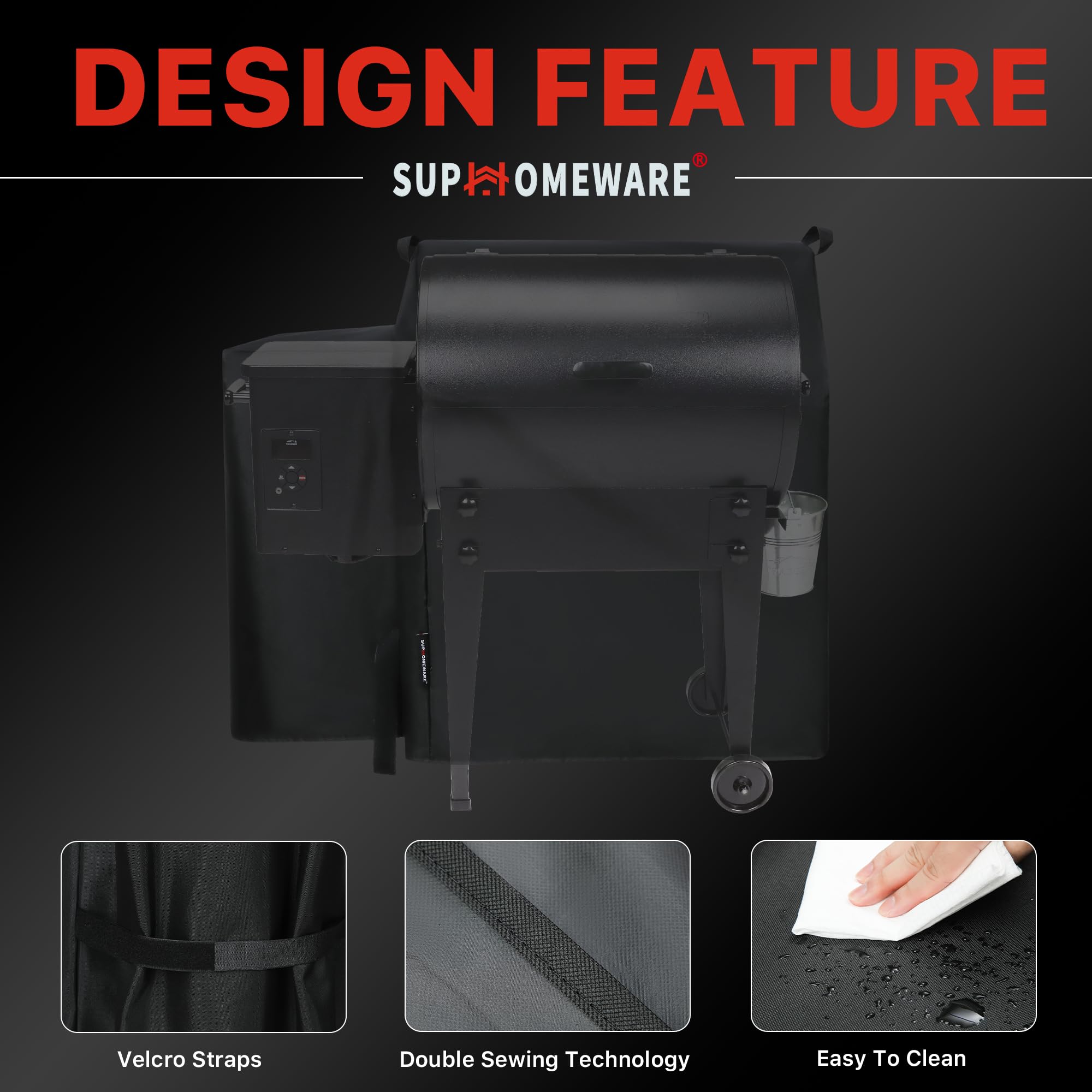 Suphomeware Grill Cover for Traeger 20 Series, waterproof material close-up