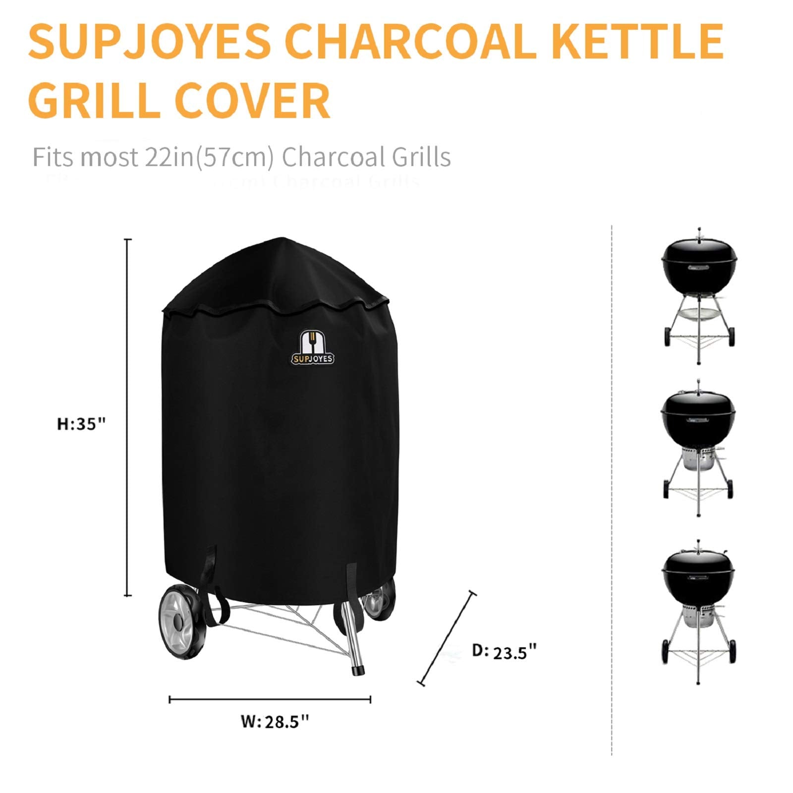 SUPJOYES grill cover black color with Velcro straps