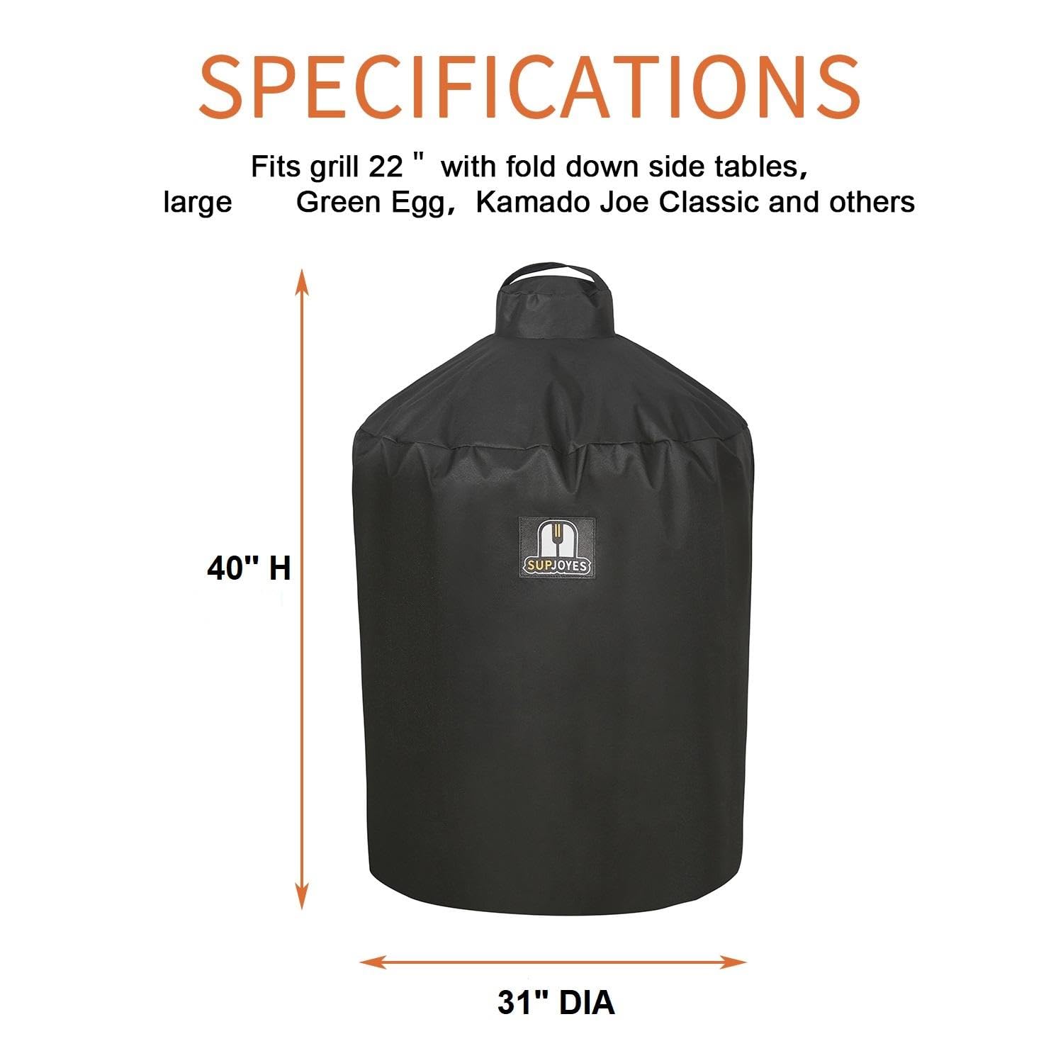 SUPJOYES Grill Cover showing Velcro straps