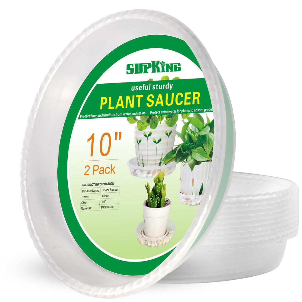 SupKing 10 inch clear plant saucer front view