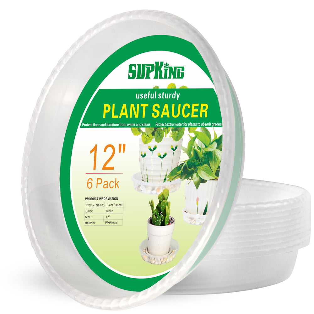 SupKing 12 inch clear plastic plant saucer front view