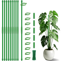 SupKing 17 inch plant stakes with clips, green, front view