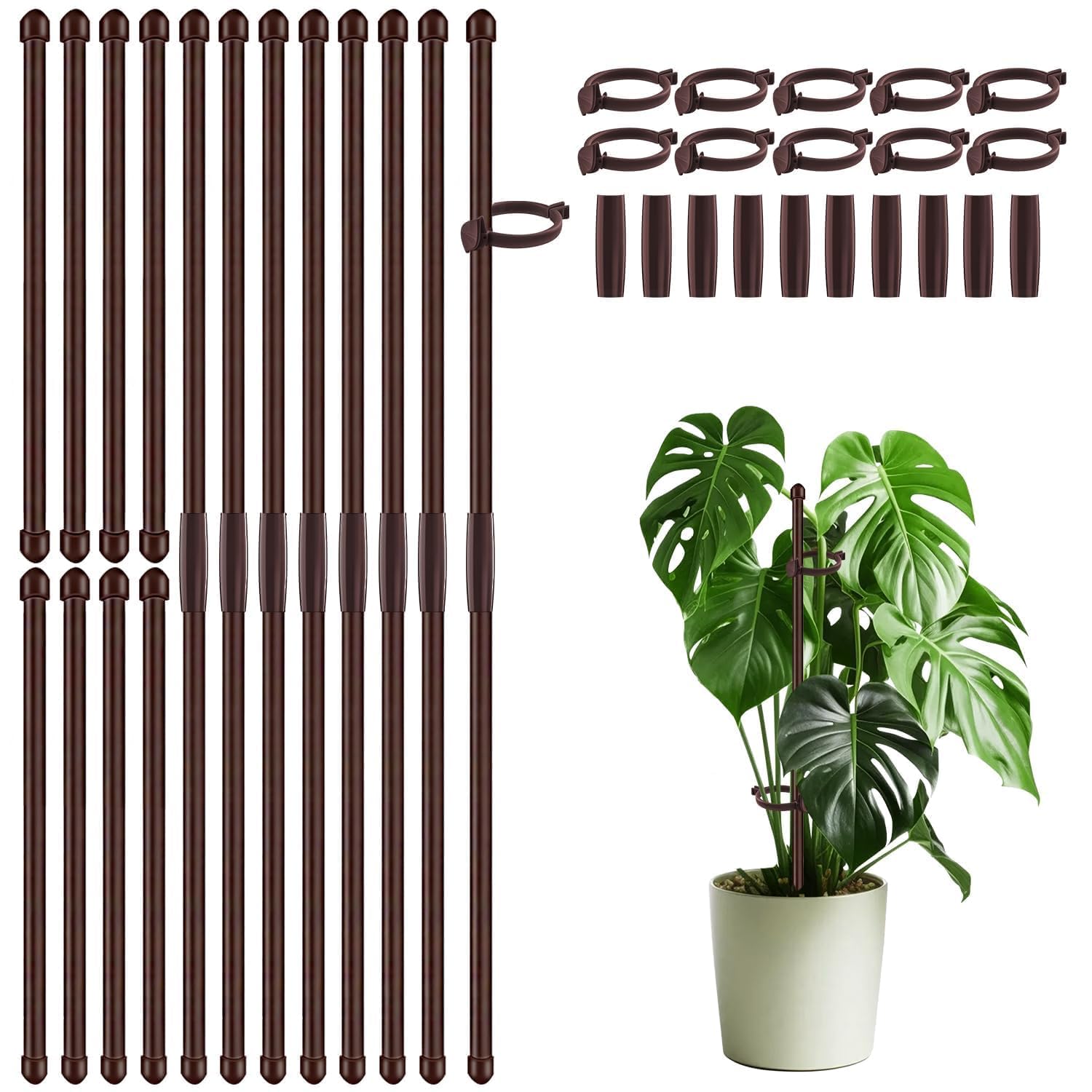 SupKing 20Pcs Plant Support Stakes 17 inch brown colour front view