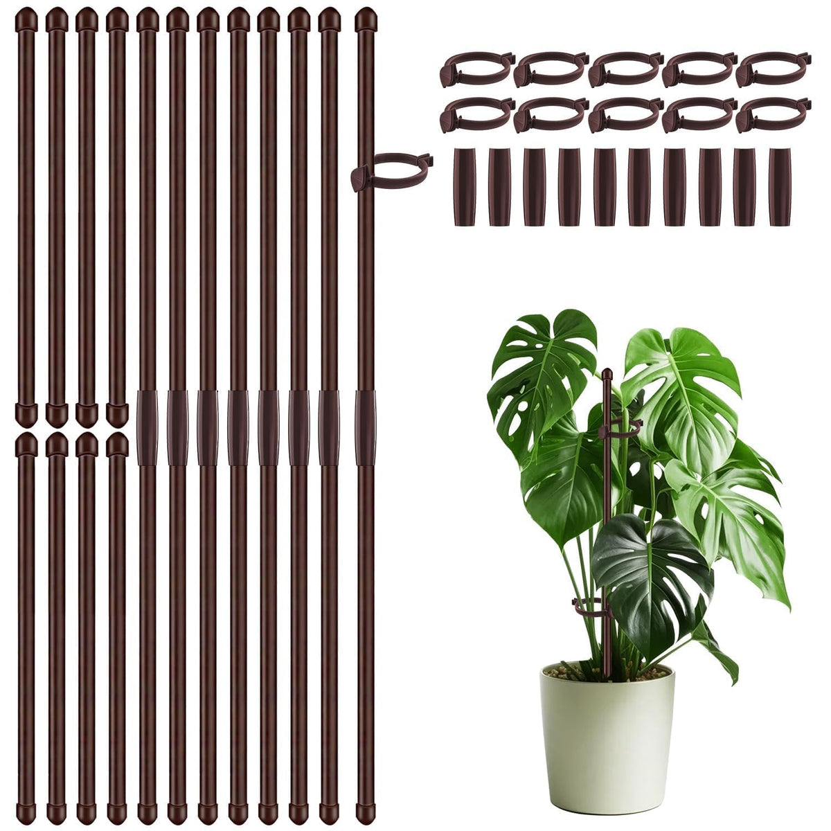 SupKing 20Pcs Plant Support Stakes 17 inch brown colour front view