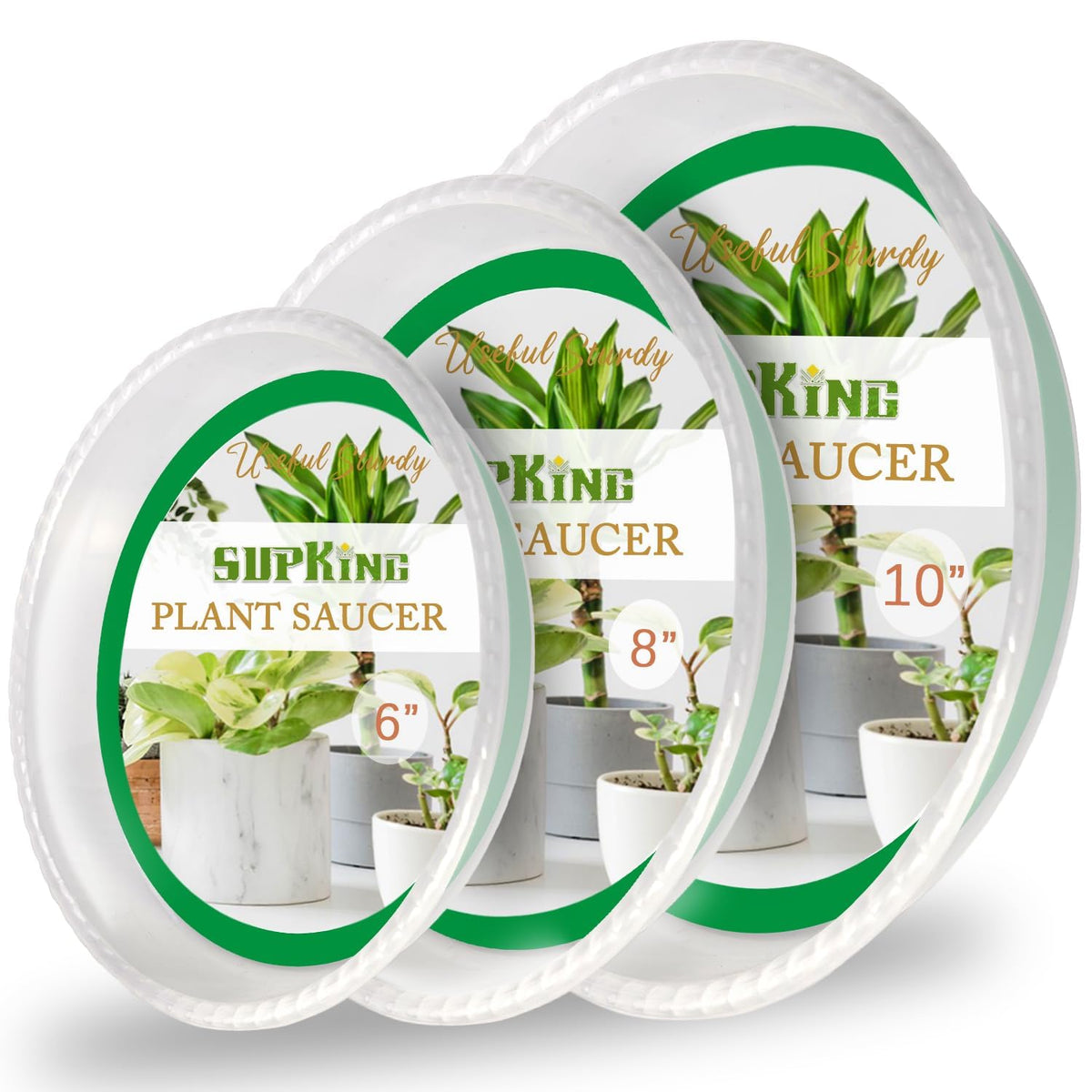 SupKing 9 Pack Plant Saucers, 6-inch clear plastic tray