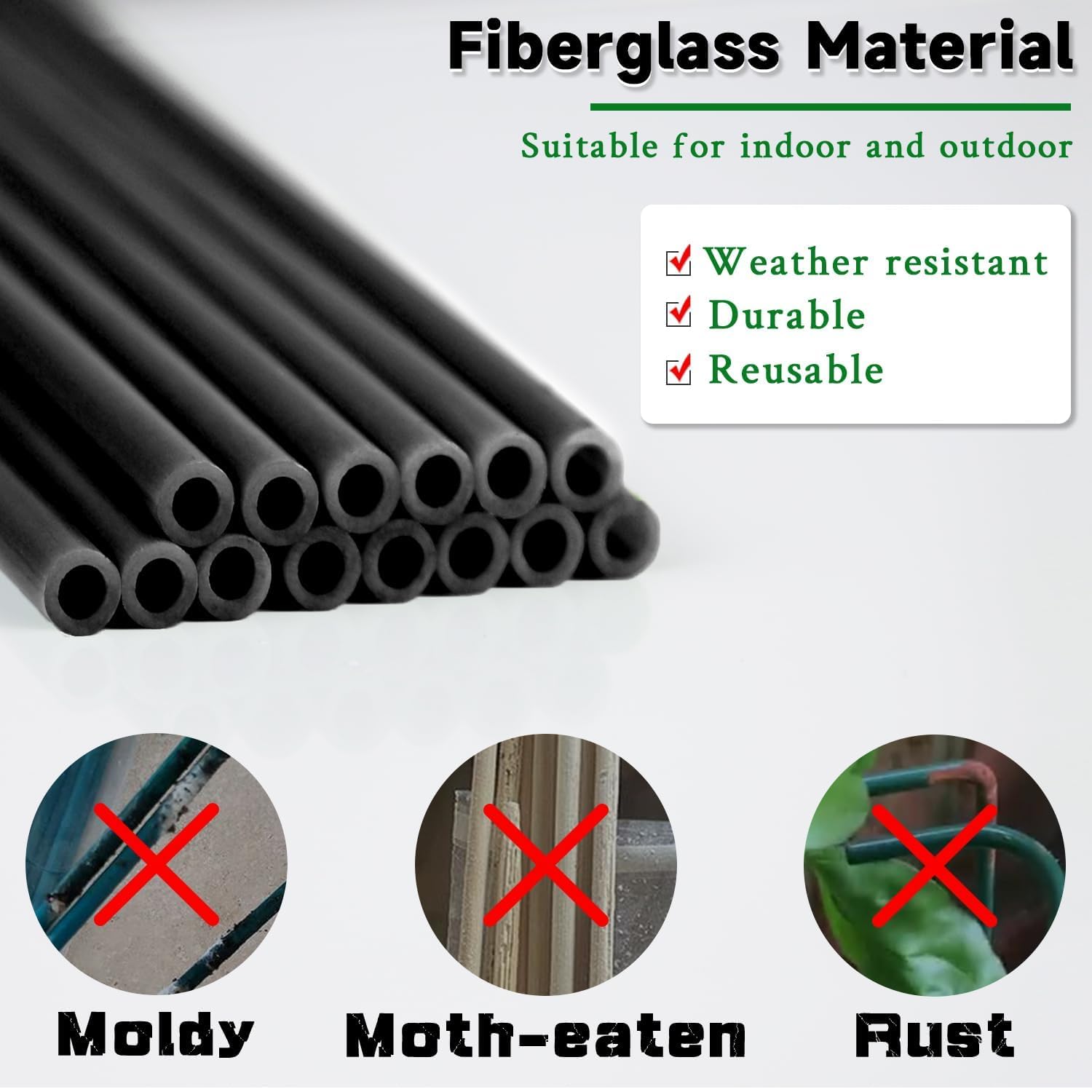 SupKing black fiberglass plant support stakes close-up
