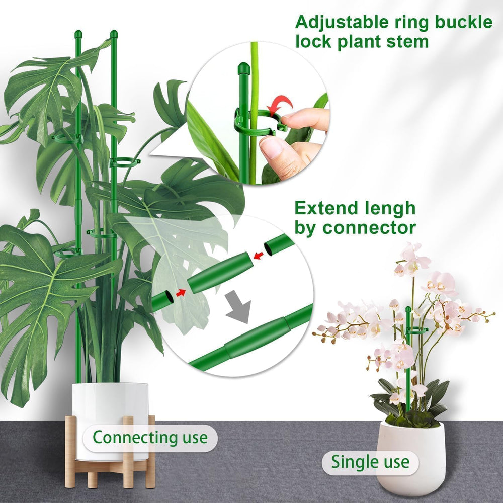 SupKing green support stakes arranged with potted plants