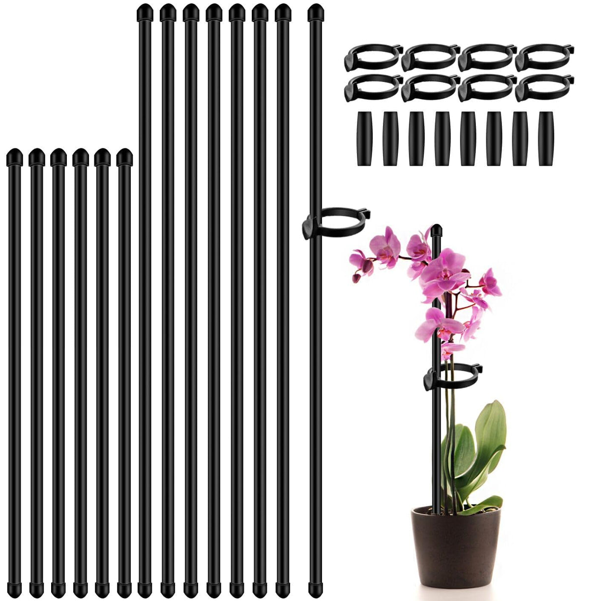 SupKing plant stakes 17inch and 11inch with connectors and clips