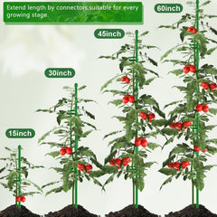 SupKing plant stakes in a garden setting supporting tomatoes