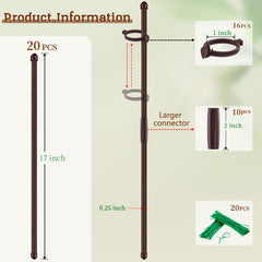 SupKing plant stakes with connectors and ring buckles laid out