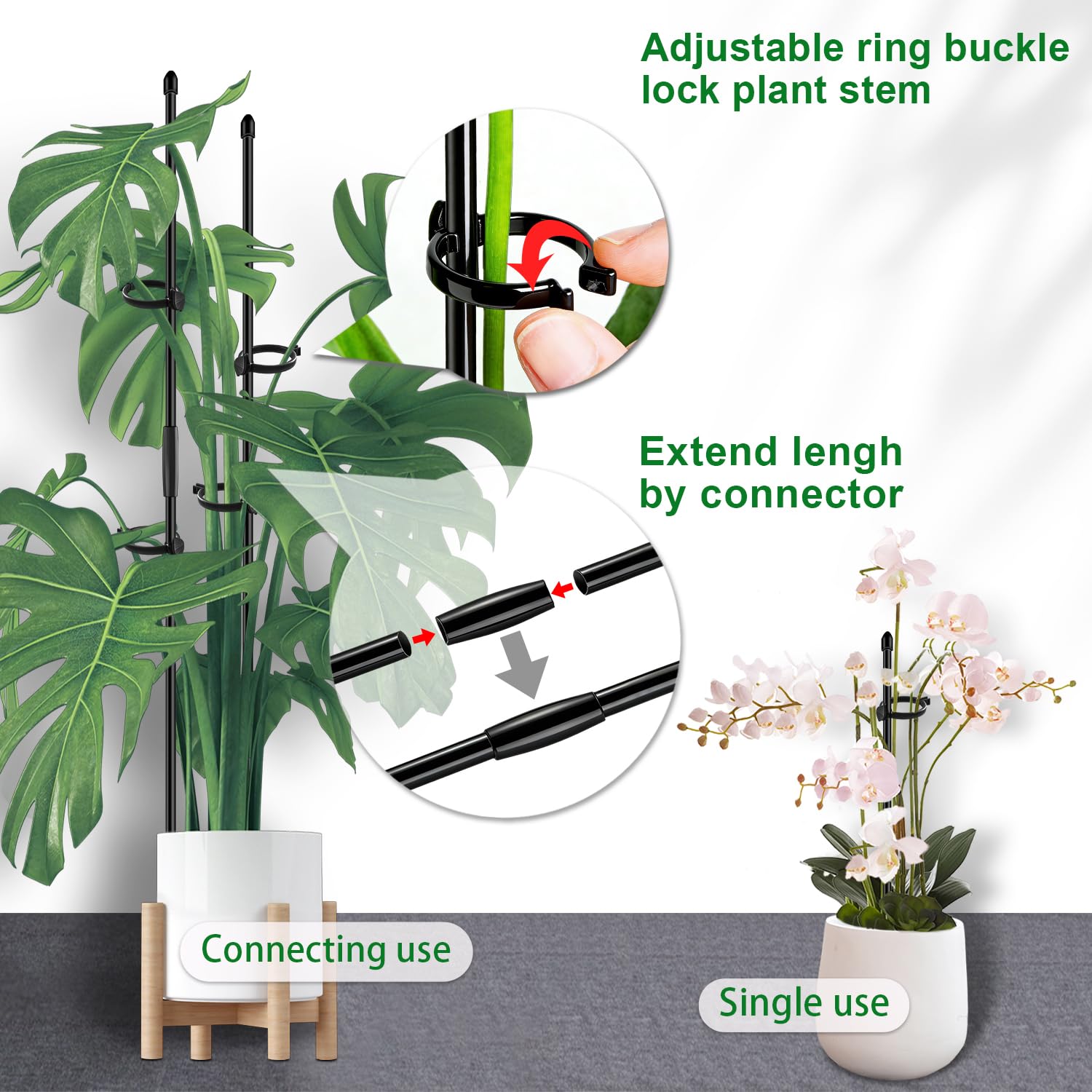 SupKing Plant Support Stakes displayed in a garden with various plants