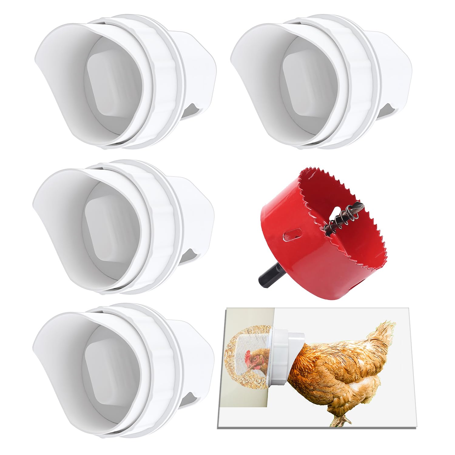 Suplklz DIY Chicken Feeder 4 port gravity feed kit with holesaw