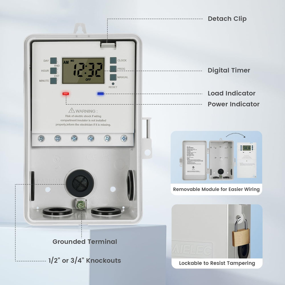 SURAIELEC Digital Pool Timer close-up of settings display