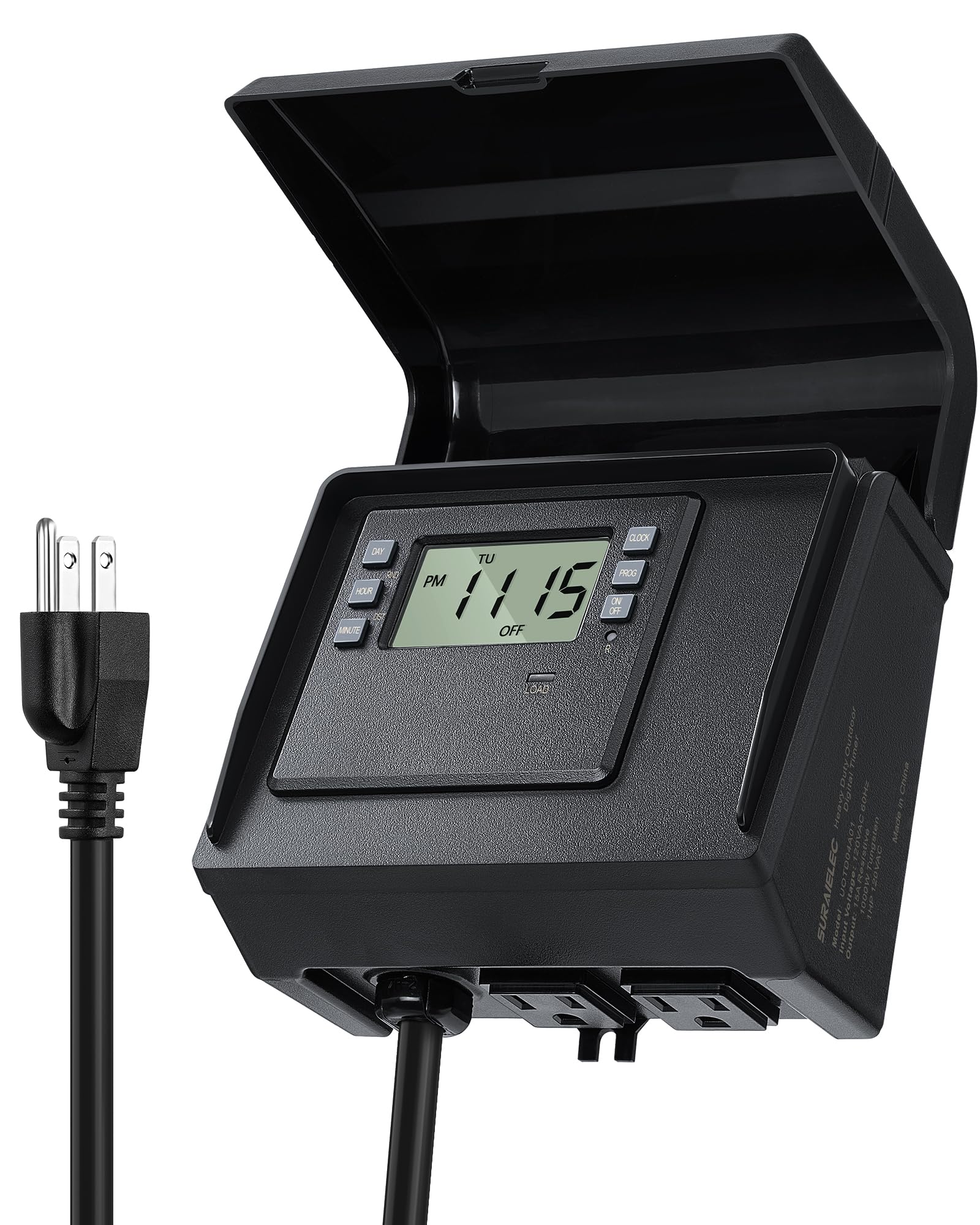 SURAIELEC Digital Pool Timer front view with dual outlets