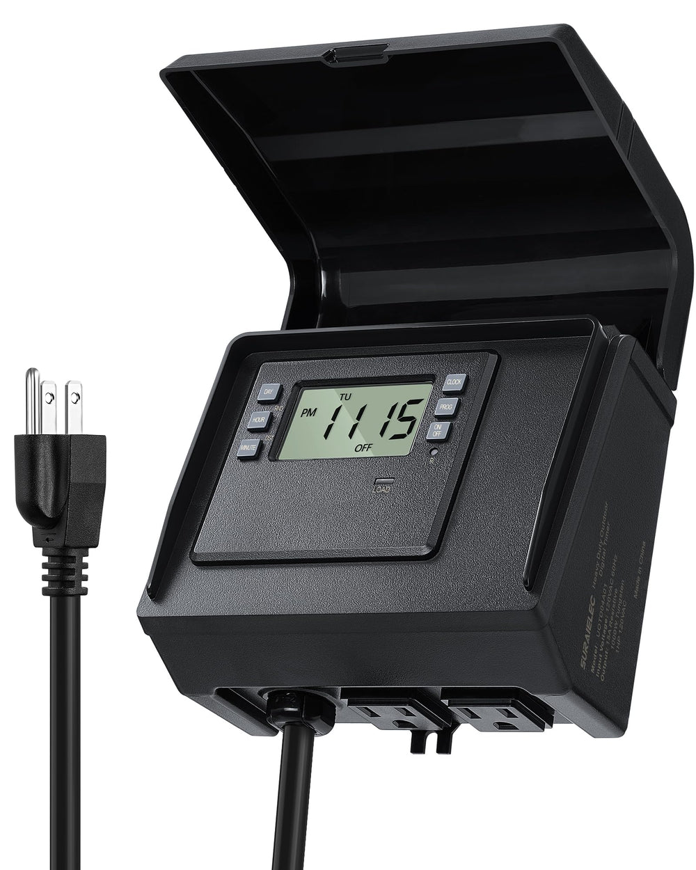 SURAIELEC Digital Pool Timer front view with dual outlets