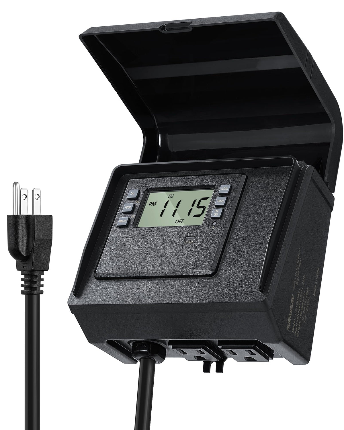 SURAIELEC Digital Pool Timer front view with dual outlets