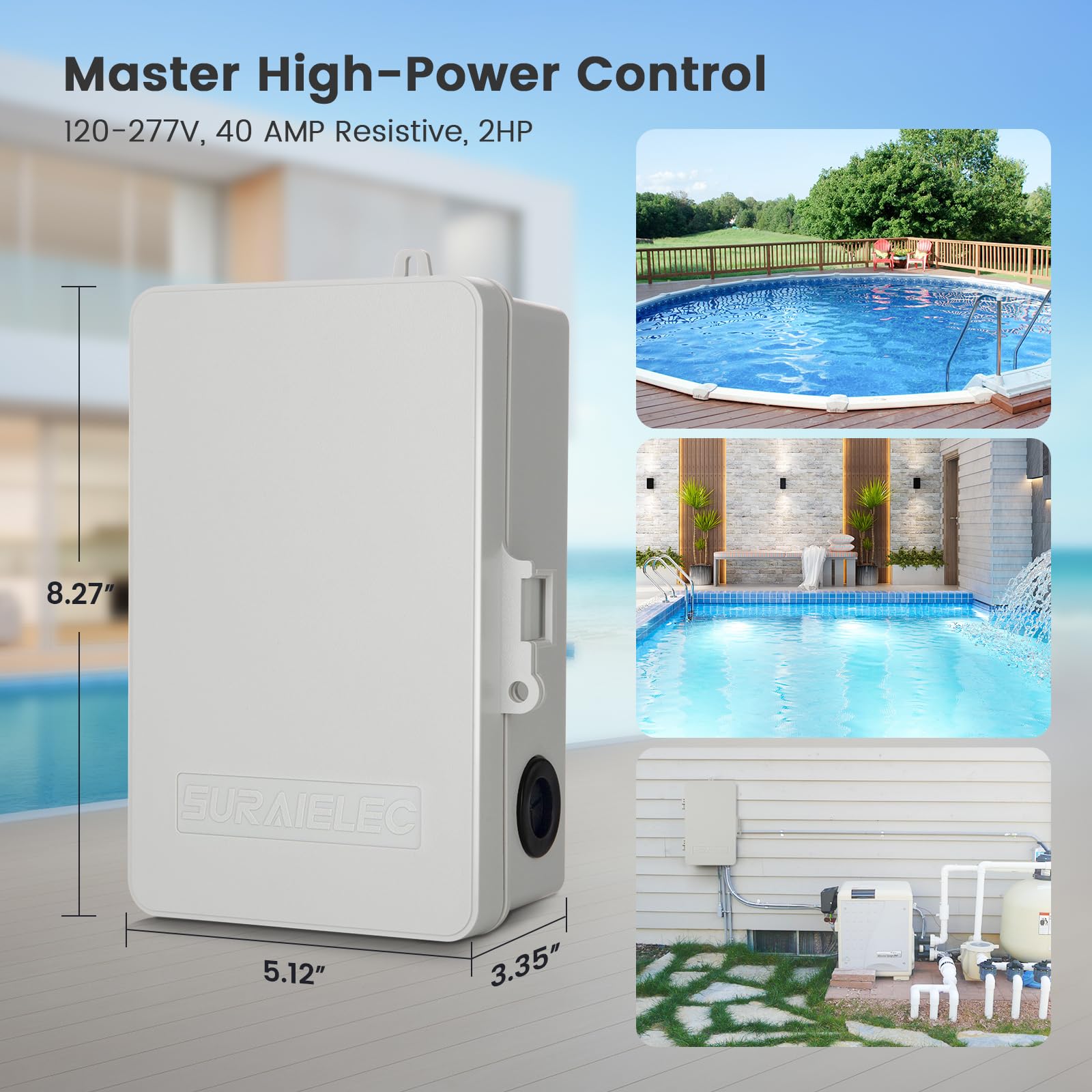 SURAIELEC Digital Pool Timer showing weatherproof design