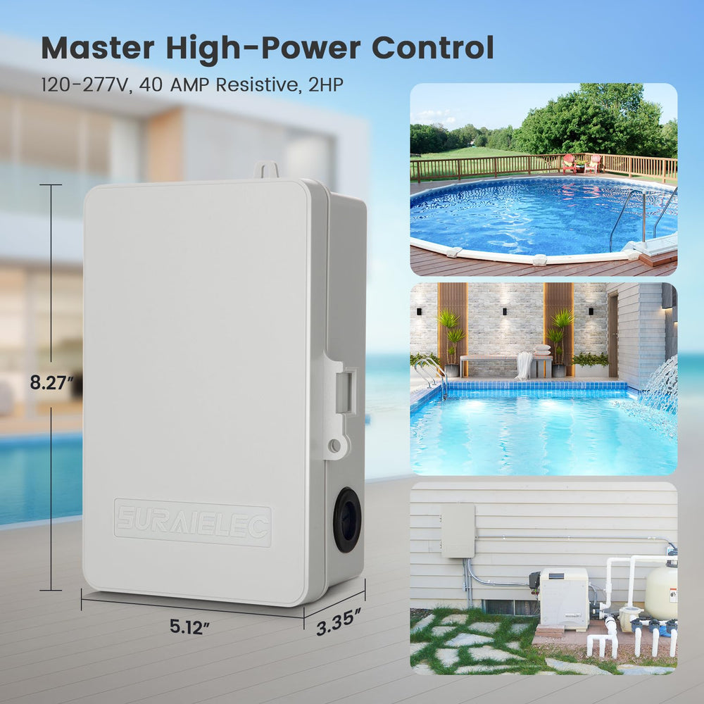 SURAIELEC Digital Pool Timer showing weatherproof design