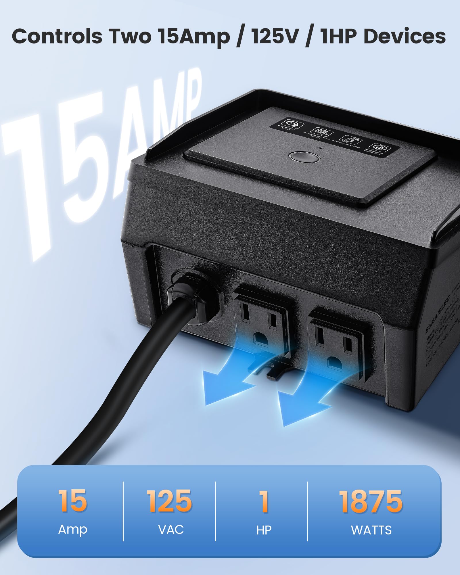 SURAIELEC WiFi Pool Timer installed in a GFCI outlet