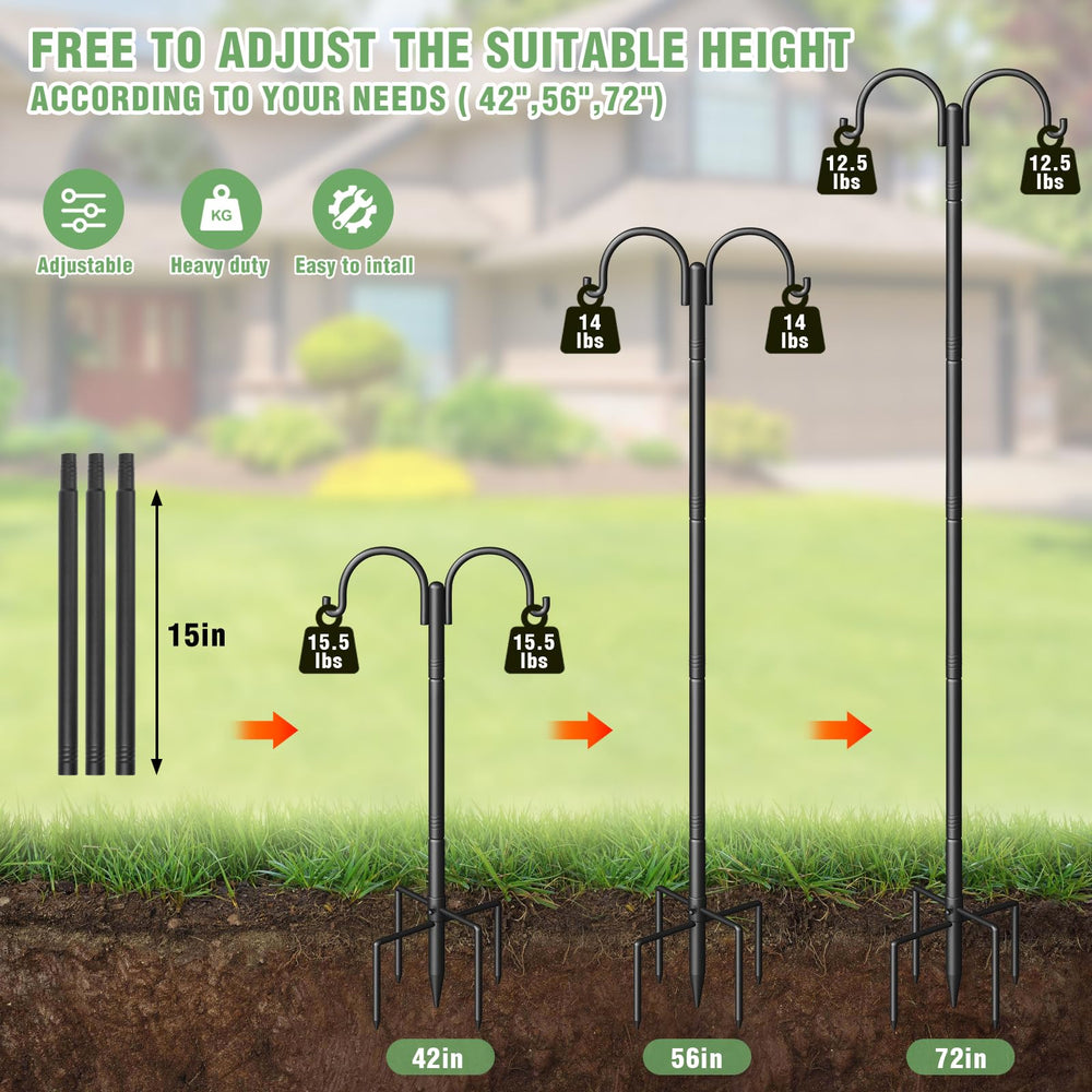 Surprizo Double Shepherds Hooks with bird feeders attached