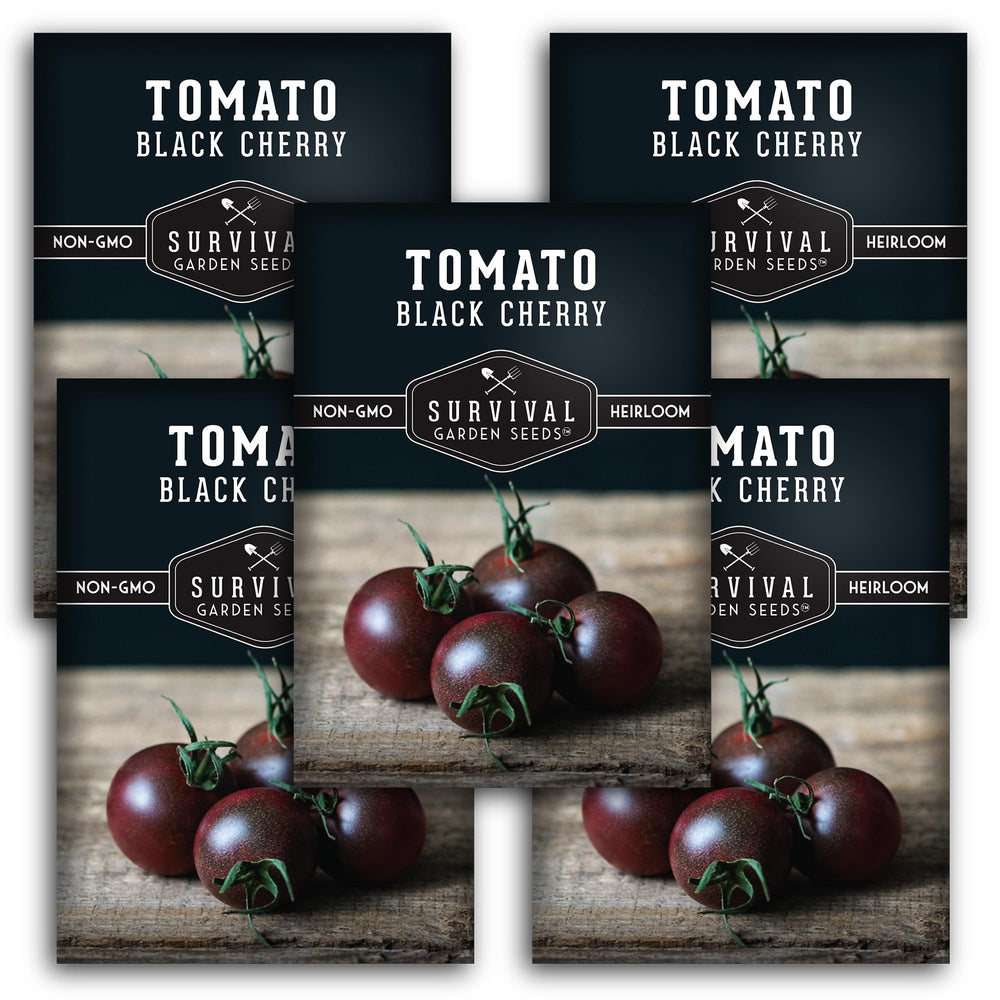 SURVIVAL GARDEN SEEDS Black Cherry Tomato Seeds pack front view