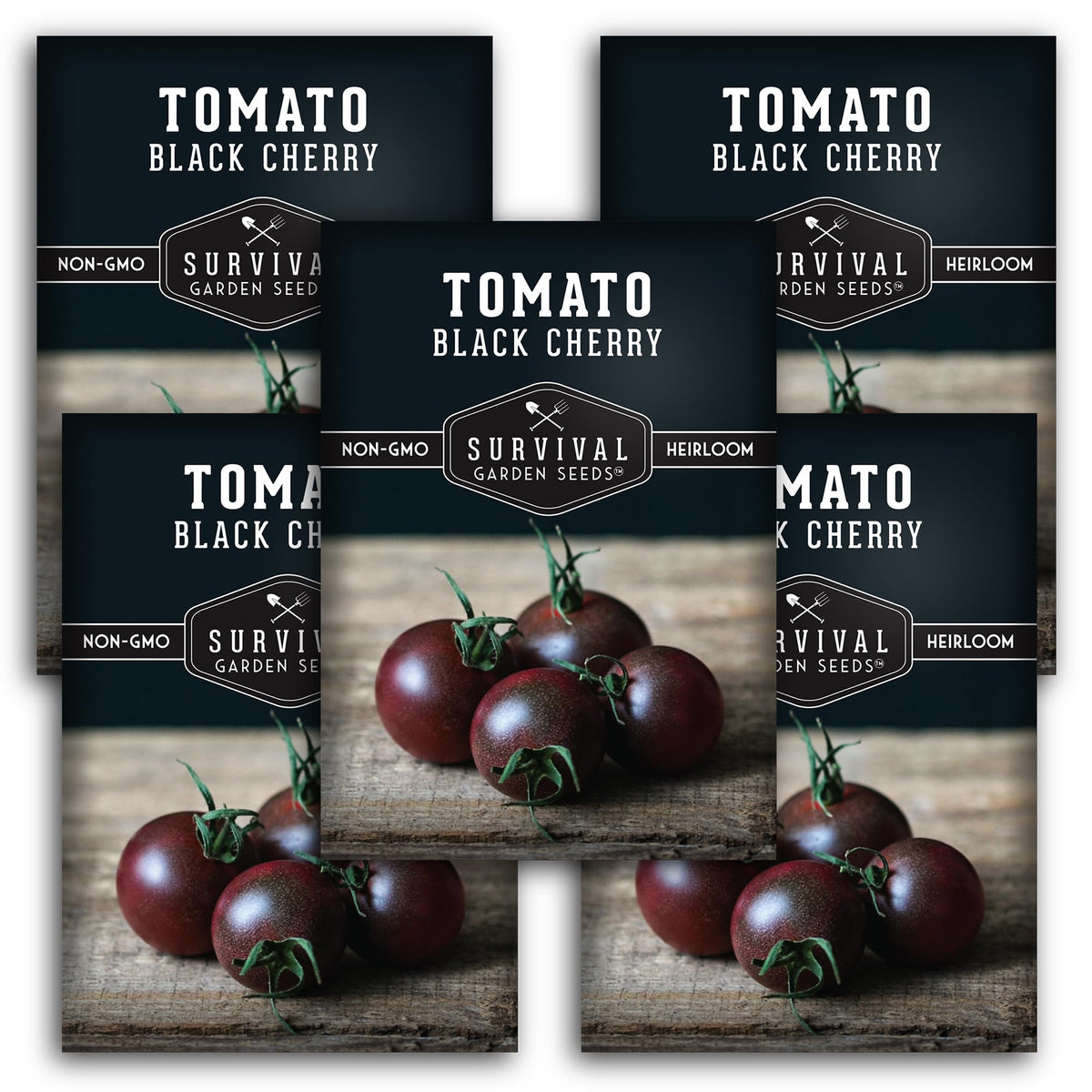 SURVIVAL GARDEN SEEDS Black Cherry Tomato Seeds pack front view