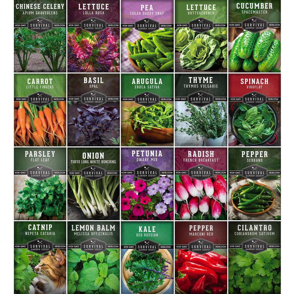 SURVIVAL GARDEN SEEDS Hydroponic Seed Kit with 20 vegetable and herb varieties