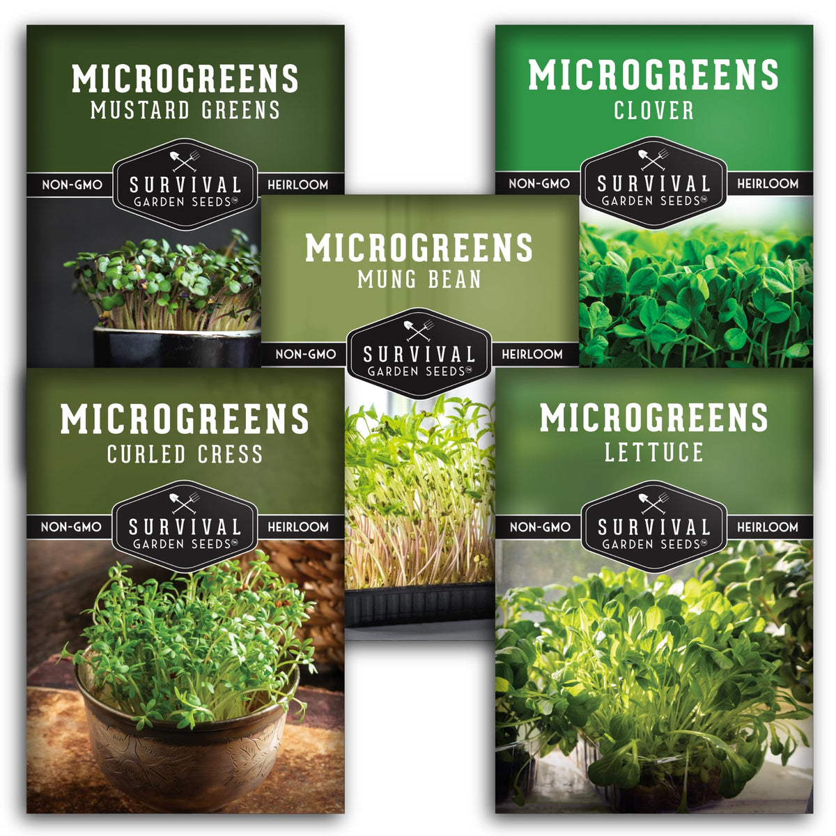 SURVIVAL GARDEN SEEDS Microgreens Seeds Variety Pack front view