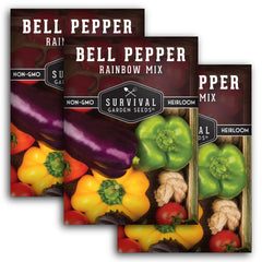 SURVIVAL GARDEN SEEDS Rainbow Mix Bell Pepper Seeds packet front view
