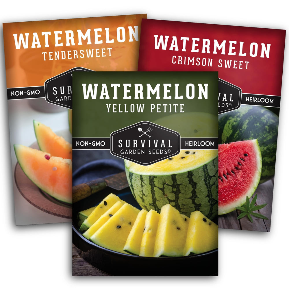 SURVIVAL GARDEN SEEDS Tri-Color Watermelon Seeds pack front view